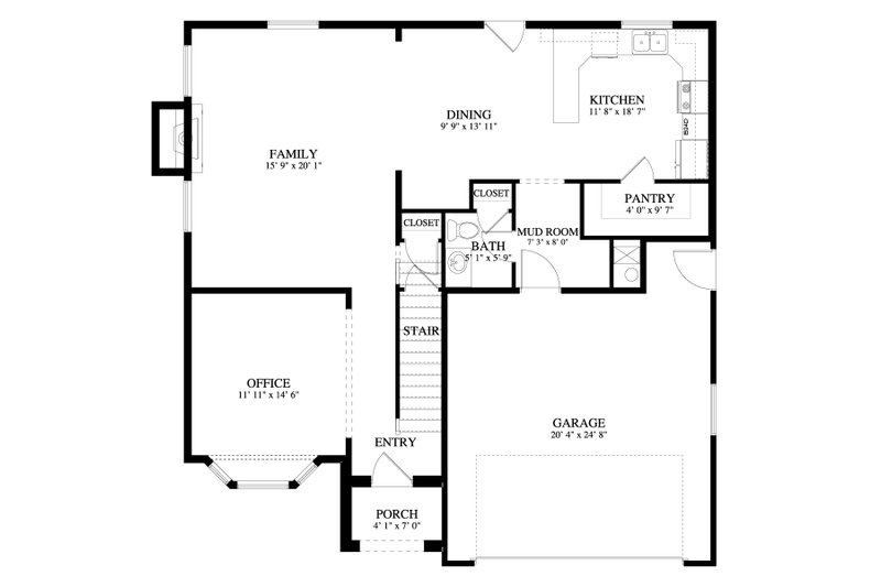 House Plan Design - Floor Plan - Main Floor for Traditional House Plan #1060-105 - 4 bed, 2.5 bath