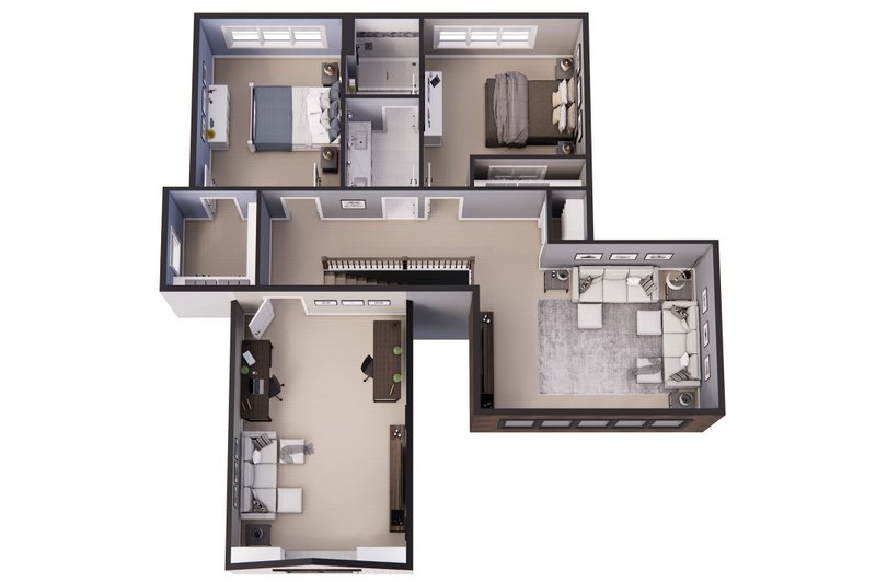 House Design - Floor Plan - Upper Floor 1 for Farmhouse House Plan #51-1222 - 4 bed, 3.5 bath