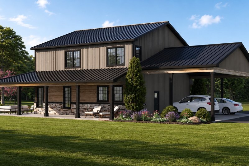 House Blueprint - Exterior - Rear Elevation for Barndominium House Plan #1064-493 - 3 bed, 2.5 bath