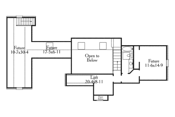 Floor Plan - Upper Floor for European House Plan #406-182 - 3 bed, 2 bath
