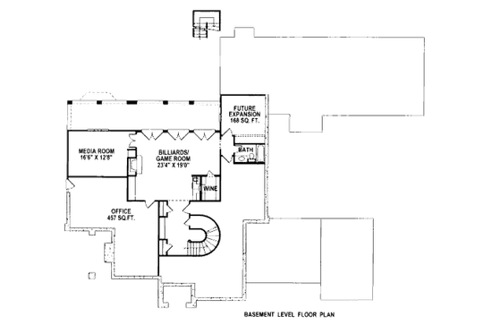 Floor Plan - Lower Floor for European House Plan #141-327 - 4 bed, 5.5 bath