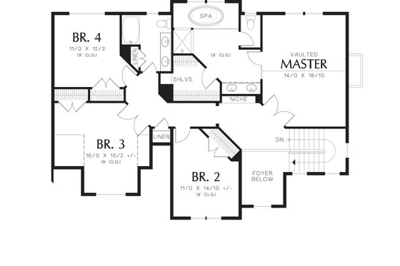 Floor Plan - Upper Floor for Traditional House Plan #48-538 - 4 bed, 2.5 bath