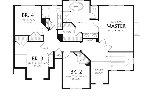 House Blueprint - Traditional Floor Plan - Upper Floor Plan #48-538
