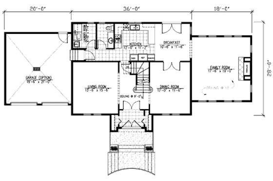 Floor Plan - Main Floor for European House Plan #138-253 - 3 bed, 1.5 bath