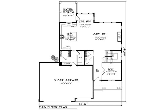 Floor Plan - Main Floor for Craftsman House Plan #70-1231 - 4 bed, 4 bath