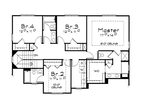 Architectural House Design - Craftsman Floor Plan - Upper Floor Plan #20-2114