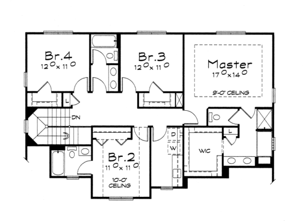 Craftsman Floor Plan - Upper Floor Plan #20-2114