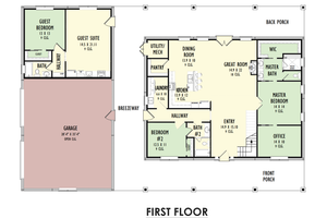 Floor Plan - Main Floor for Barndominium House Plan #1092-49 - 7 bed, 5 bath
