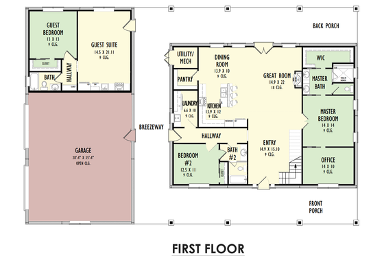Floor Plan - Main Floor for Barndominium House Plan #1092-49 - 7 bed, 5 bath