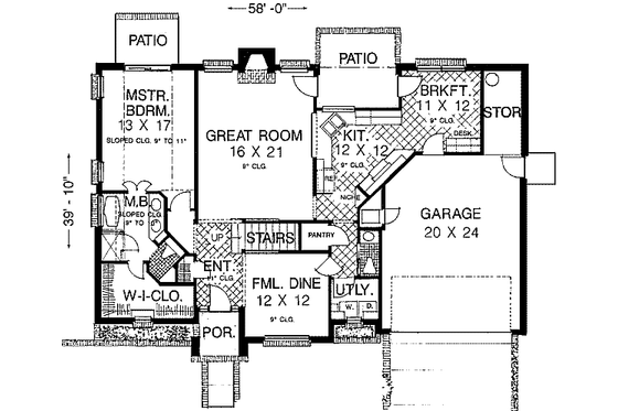 Floor Plan - Main Floor for European House Plan #310-201 - 4 bed, 2.5 bath