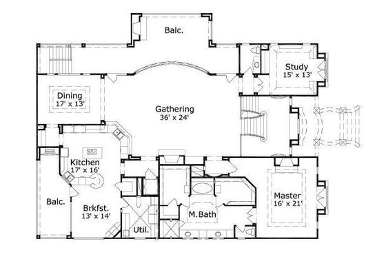 Floor Plan - Upper Floor for Mediterranean House Plan #411-236 - 4 bed, 4 bath