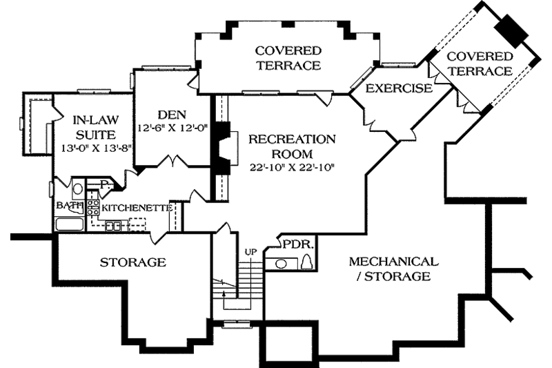 Architectural House Design - Floor Plan - Lower Floor for Country House Plan #453-237 - 5 bed, 4.5 bath