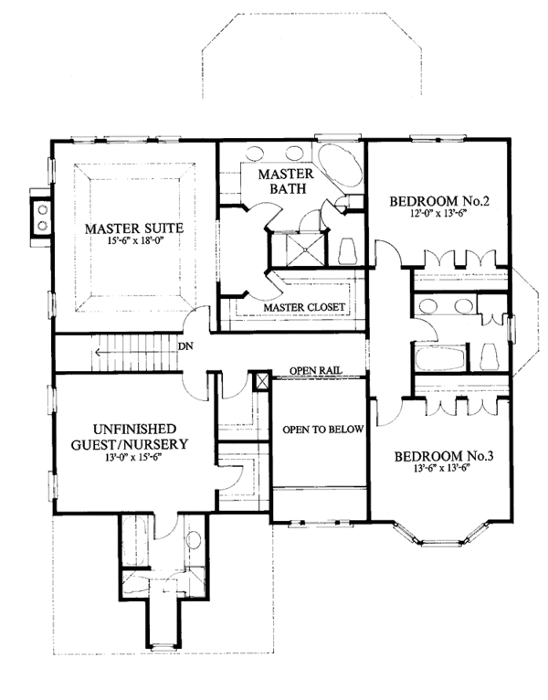 Dream House Plan - Country Floor Plan - Upper Floor Plan #429-52