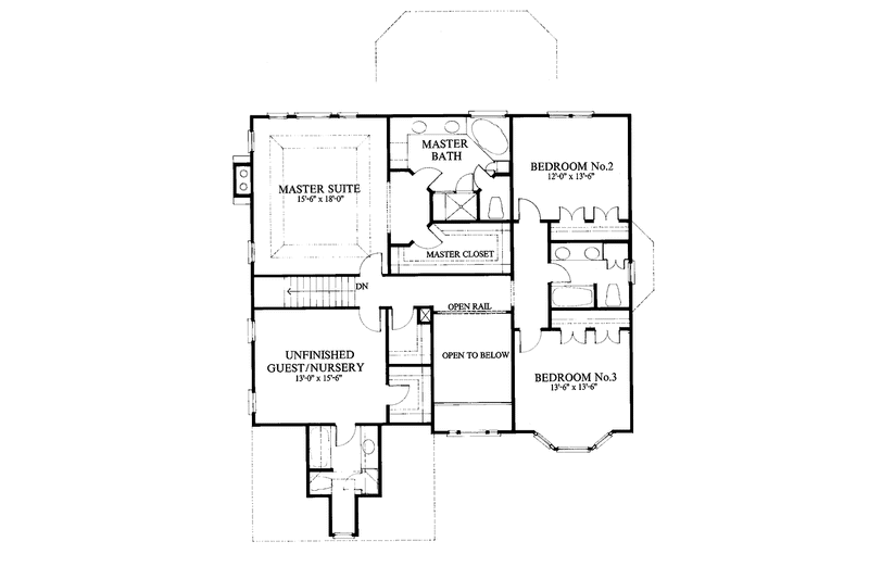 Architectural House Design - Floor Plan - Upper Floor for Country House Plan #429-52 - 3 bed, 2.5 bath