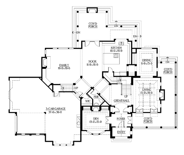 House Blueprint - Craftsman Floor Plan - Main Floor Plan #132-509