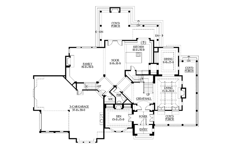 Home Plan - Floor Plan - Main Floor for Craftsman House Plan #132-509 - 4 bed, 3.5 bath