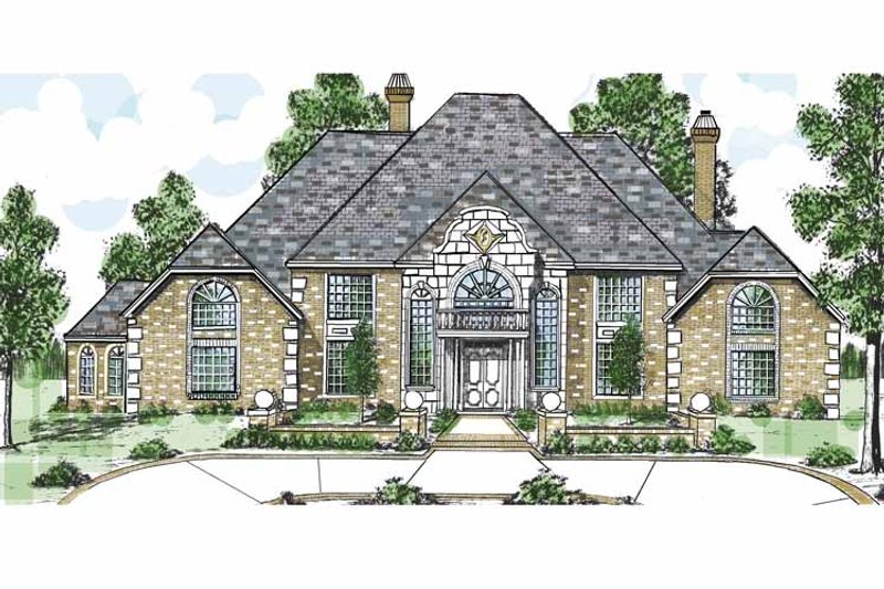House Blueprint - Exterior - Front Elevation 3 for Traditional House Plan #52-268 - 4 bed, 4.5 bath
