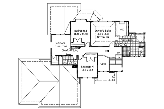 Floor Plan - Upper Floor for Traditional House Plan #51-361 - 4 bed, 2.5 bath