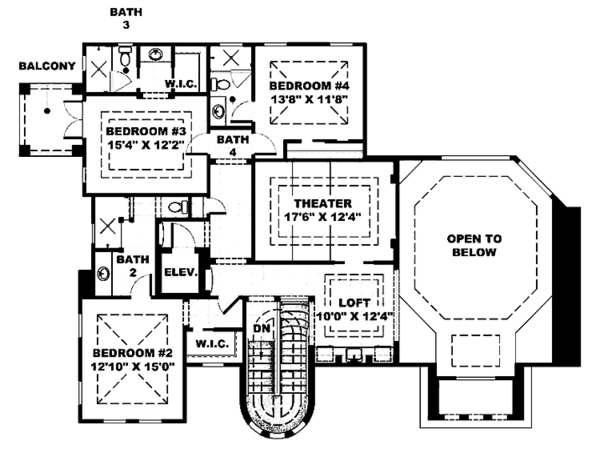 Dream House Plan - Mediterranean Floor Plan - Upper Floor Plan #1017-39