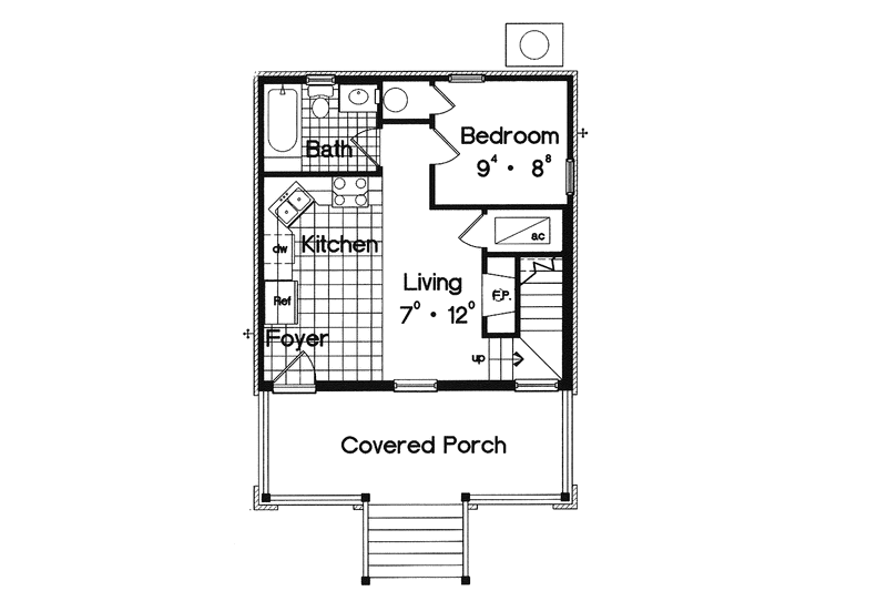 House Plan Design - Floor Plan - Main Floor for Mediterranean House Plan #417-577 - 1 bed, 1 bath