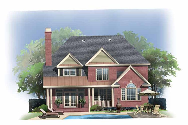 Home Plan - Exterior - Rear Elevation 1 for Colonial House Plan #929-852 - 4 bed, 3.5 bath