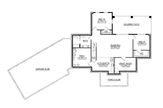 Floor Plan - Lower Floor for Country House Plan #1064-357 - 1 bed, 1 bath