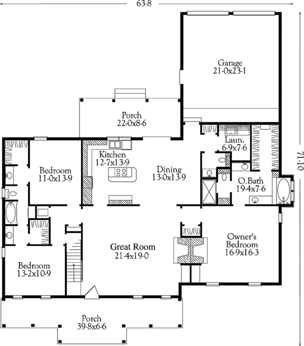 Home Plan - Country Floor Plan - Main Floor Plan #406-9647