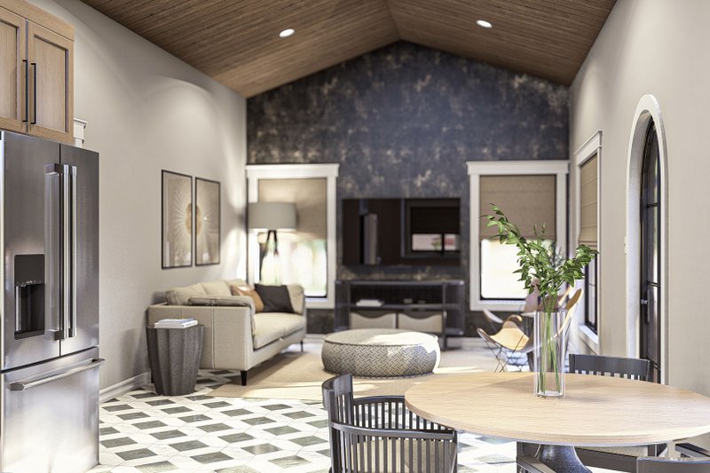 Dream House Plan - Interior - Family Room 1 for Adobe / Southwestern House Plan #455-438 - 1 bed, 1 bath