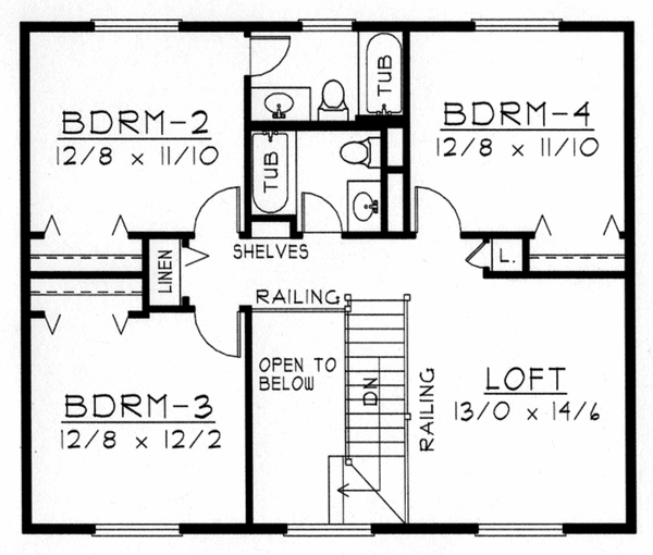 House Design - Traditional Floor Plan - Upper Floor Plan #1037-22