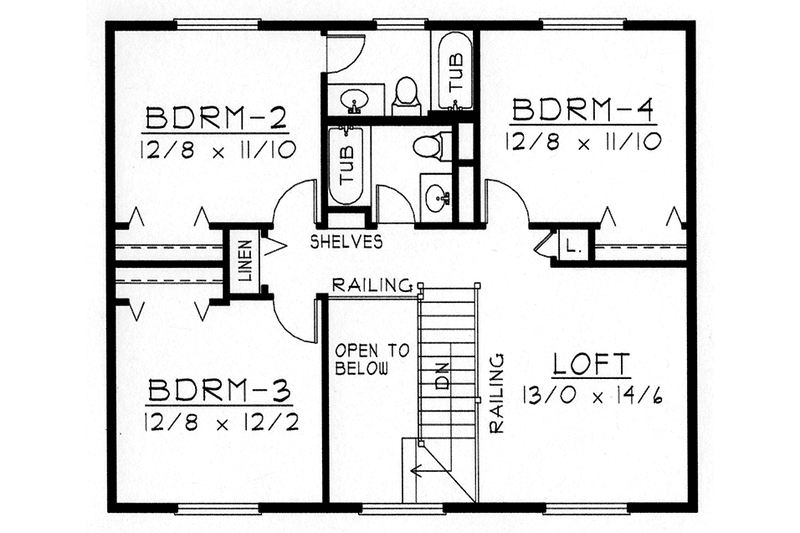 Home Plan - Floor Plan - Upper Floor for Traditional House Plan #1037-22 - 4 bed, 3.5 bath
