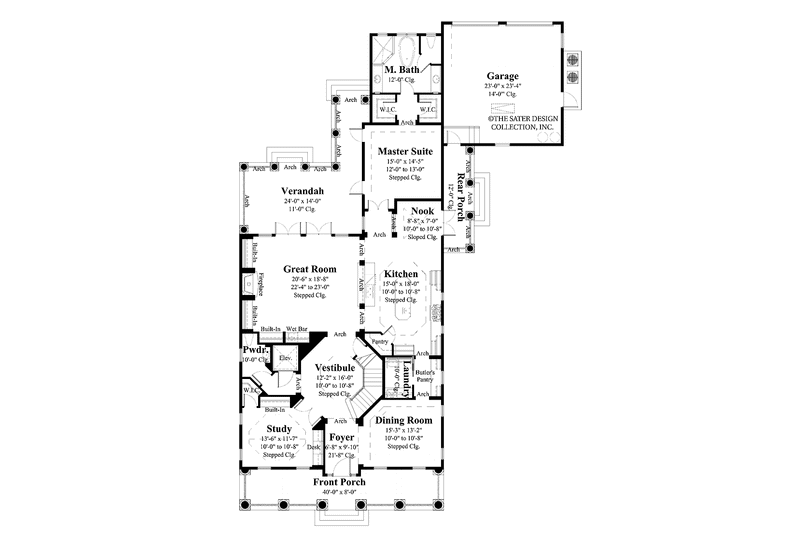 Dream House Plan - Floor Plan - Main Floor for Southern House Plan #930-406 - 3 bed, 3.5 bath