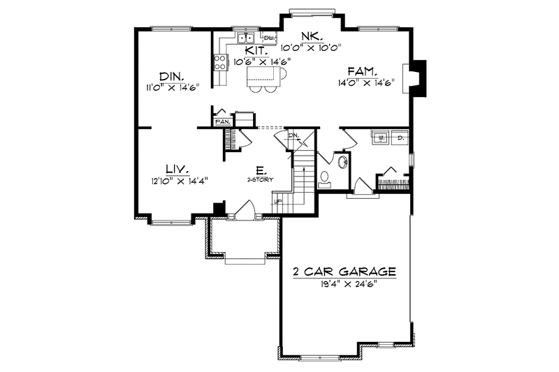 House Plan Design - Floor Plan - Main Floor for Traditional House Plan #70-1352 - 4 bed, 2.5 bath