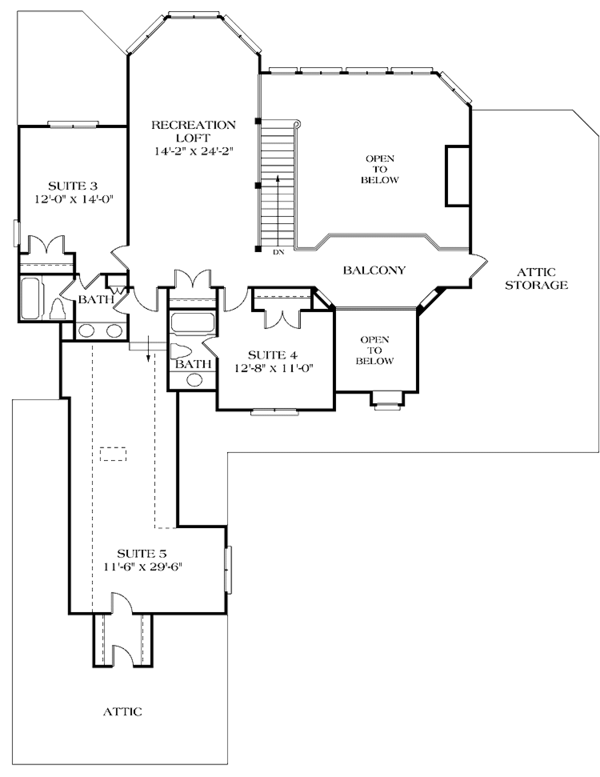 Home Plan - Traditional Floor Plan - Upper Floor Plan #453-187