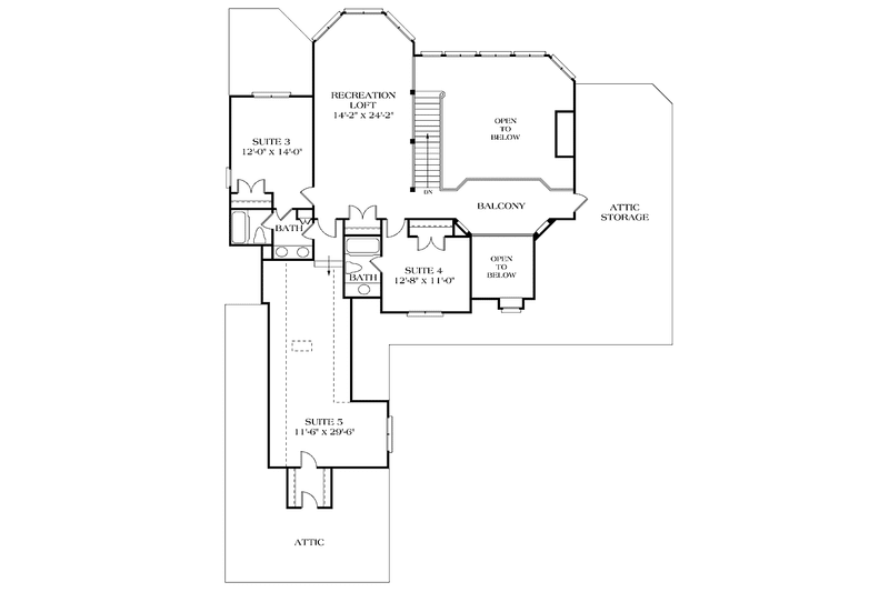House Blueprint - Floor Plan - Upper Floor for Traditional House Plan #453-187 - 5 bed, 4 bath