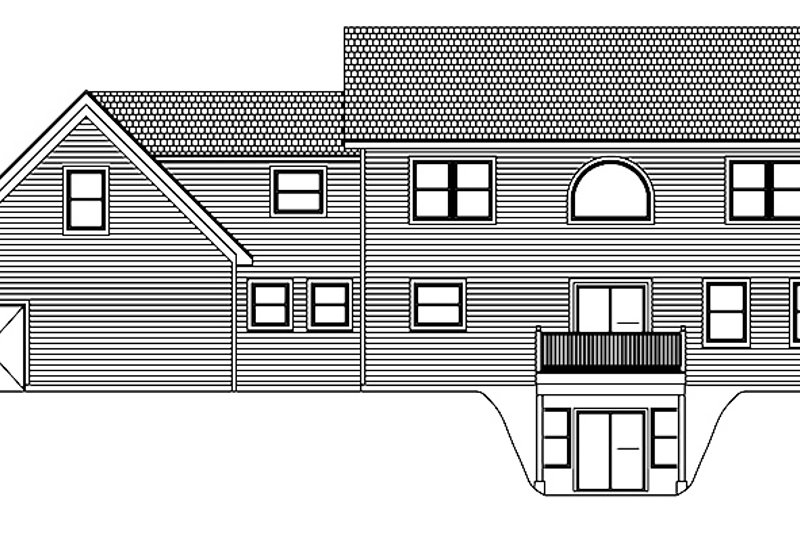 House Blueprint - Exterior - Rear Elevation for Colonial House Plan #1061-4 - 3 bed, 3 bath