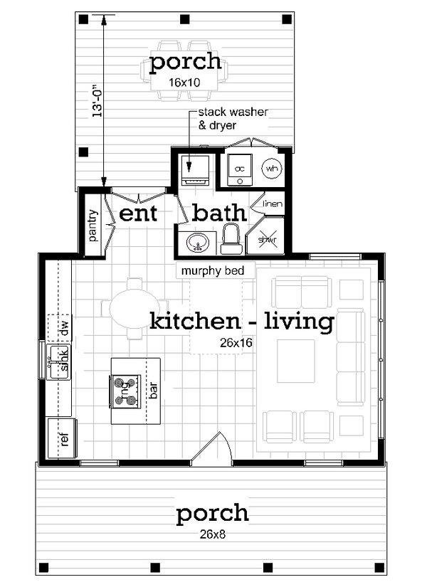 House Plan Design - Cottage Floor Plan - Main Floor Plan #45-605