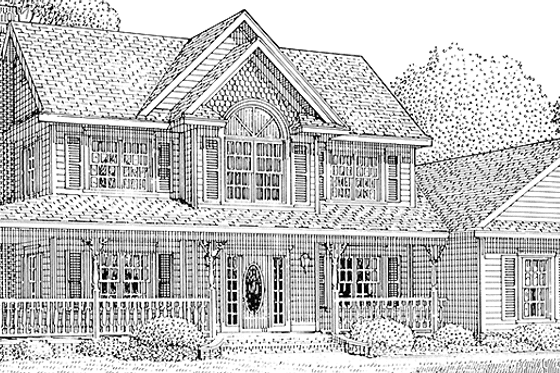 Exterior - Front Elevation 3 for Country House Plan #11-245 - 3 bed, 2.5 bath