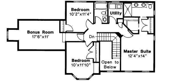 Traditional Floor Plan - Upper Floor Plan #124-305