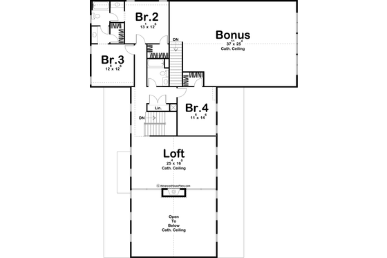 Floor Plan - Upper Floor for Barndominium House Plan #455-249 - 4 bed, 3.5 bath