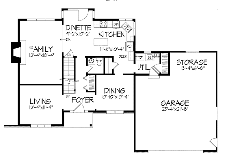 Architectural House Design - Floor Plan - Main Floor for Tudor House Plan #51-698 - 3 bed, 2.5 bath