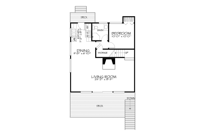 Dream House Plan - Floor Plan - Main Floor for European House Plan #320-1011 - 3 bed, 2 bath