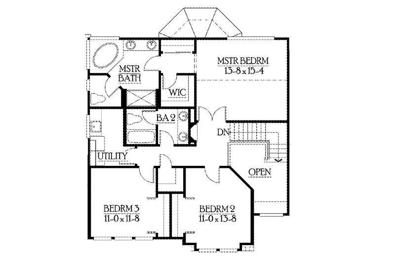 Home Plan - Floor Plan - Upper Floor for Craftsman House Plan #132-357 - 3 bed, 2.5 bath