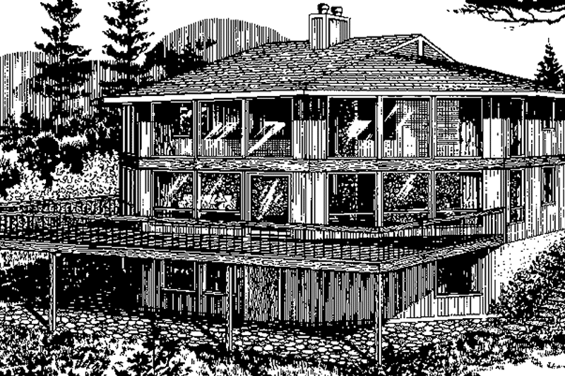 Dream House Plan - Exterior - Rear Elevation for Contemporary House Plan #320-1184 - 2 bed, 2 bath