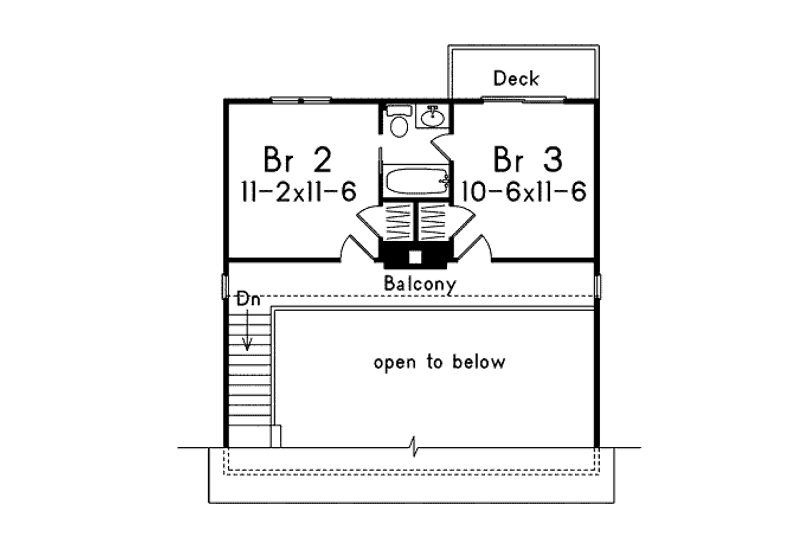 Architectural House Design - Floor Plan - Upper Floor for Cottage House Plan #57-485 - 3 bed, 2 bath