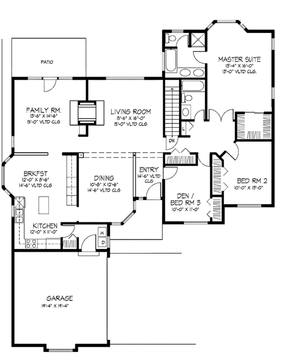 Architectural House Design - Ranch Floor Plan - Main Floor Plan #320-950