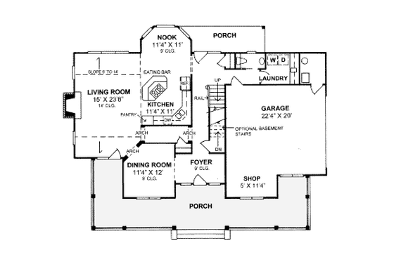 Floor Plan - Main Floor for Country House Plan #20-333 - 3 bed, 2.5 bath