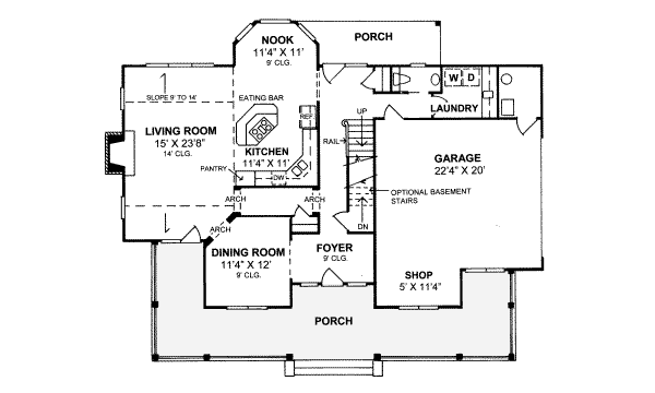 House Design - Country Floor Plan - Main Floor Plan #20-333