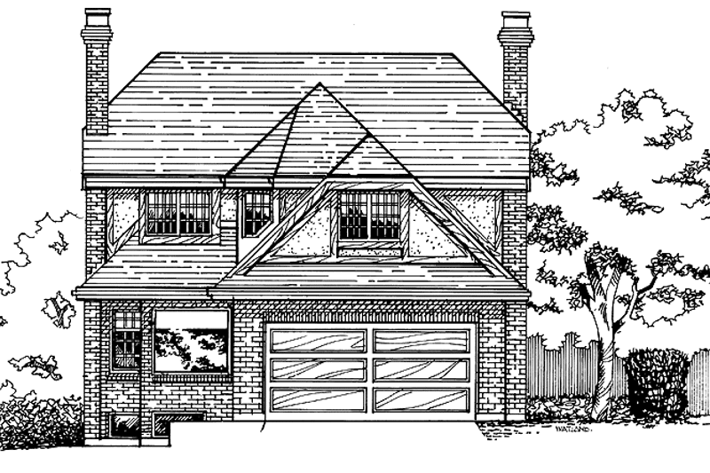 House Blueprint - Exterior - Front Elevation 3 for Tudor House Plan #47-981 - 3 bed, 2.5 bath