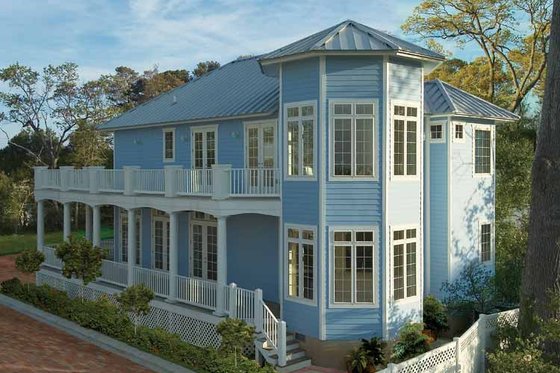 Exterior - Rear Elevation for Country House Plan #930-140 - 3 bed, 2.5 bath