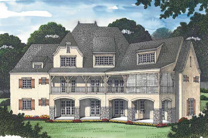 Architectural House Design - Exterior - Rear Elevation for Country House Plan #453-469 - 5 bed, 6 bath
